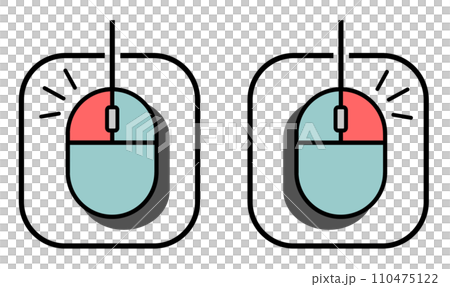 パソコンをクリックで操作するマウスの説明イラスト パソコンをクリックで操作するマウスの説明イラスト 110475122