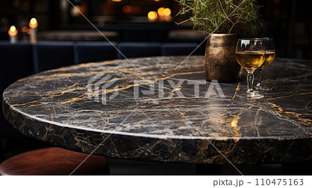 Coffee table detail in Modern cafe Coffee table detail in Modern cafe 110475163