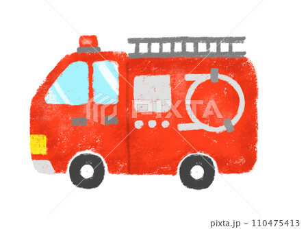 消防車のイラスト　クレヨンタッチ 110475413