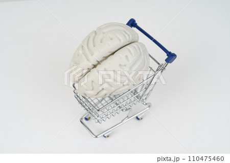 Human brain inside a shopping cart. 110475460