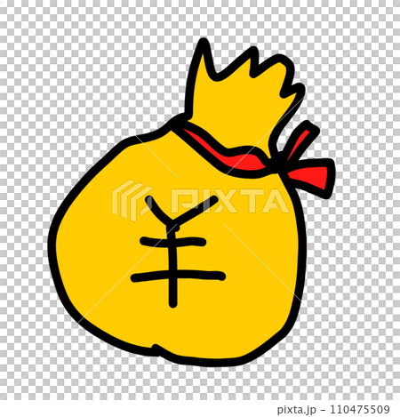 金袋の手書きイラスト 110475509