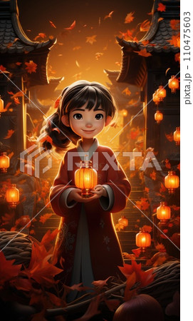 Chinese 3D cartoon character, the joyful Chinese new year festival. cute 3D culture character Chinese 3D cartoon character, the joyful Chinese new year festival. cute 3D culture character 110475603
