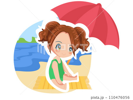 Swimming chibi girl Illustration 110476056