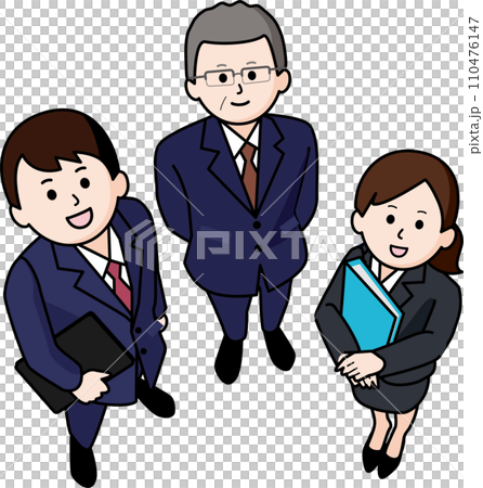 三名穿著西裝的男女在工作中組成一個團隊 110476147