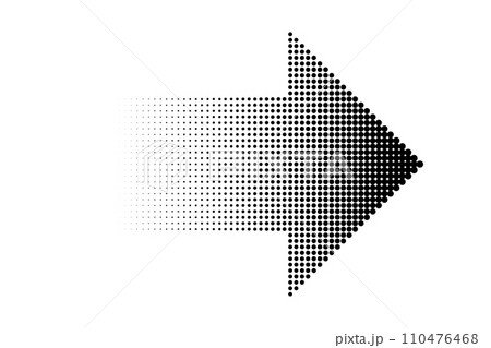 Gradient half tone right arrow with dot pattern on a white background Gradient half tone right arrow with dot pattern on a white background 110476468