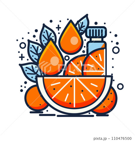 Citrus essential oil icon. Vector illustration in line style. Citrus essential oil icon. Vector illustration in line style. 110476500