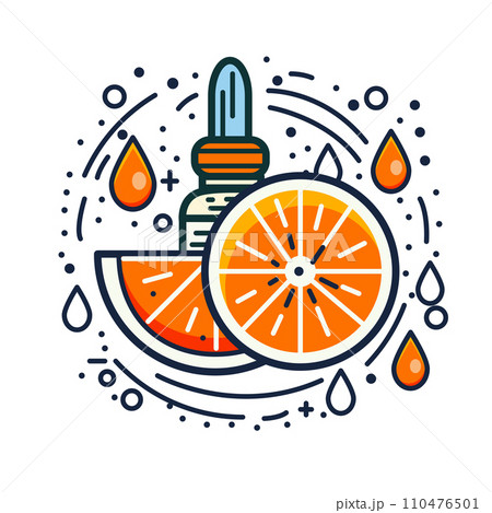 Citrus essential oil icon. Vector illustration in line style. Citrus essential oil icon. Vector illustration in line style. 110476501