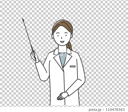 指し棒を持つ白衣の女性 指し棒を持つ白衣の女性 110476563