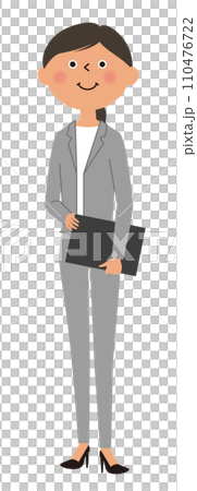 パソコンを持つスーツの女性 パソコンを持つスーツの女性 110476722