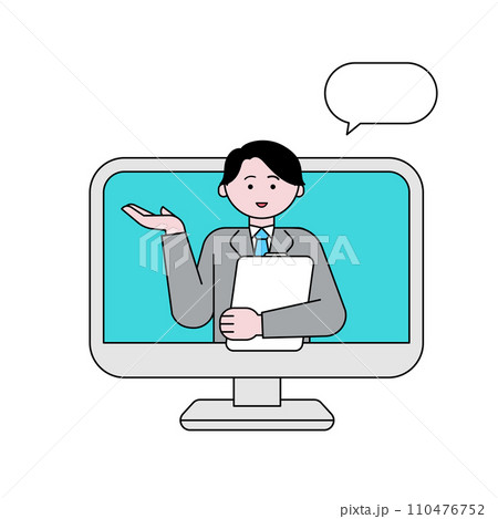 オンラインで案内をする男性 110476752