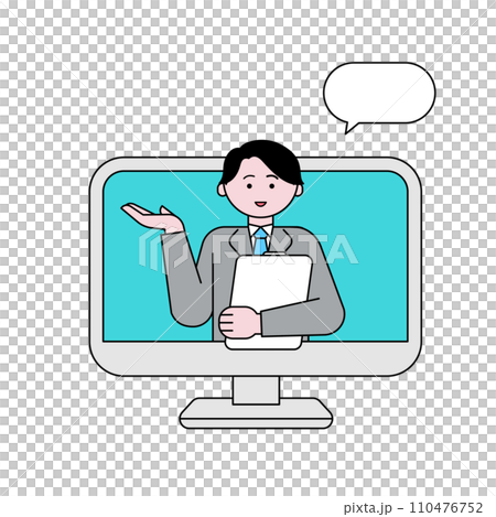 オンラインで案内をする男性 110476752