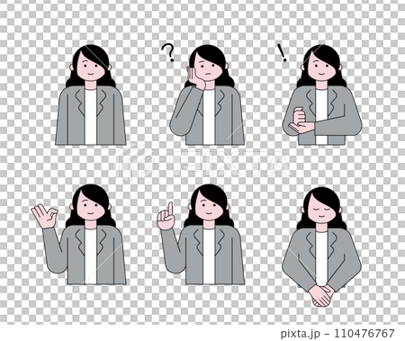 Illustration set of women with various expressions 110476767