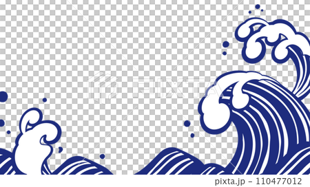 Hand-drawn style Japanese wave background_Painting_16:9 110477012