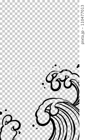 手繪風格日式波浪背景_剪影_16:9_垂直 手繪風格日式波浪背景_剪影_16:9_垂直 110477013