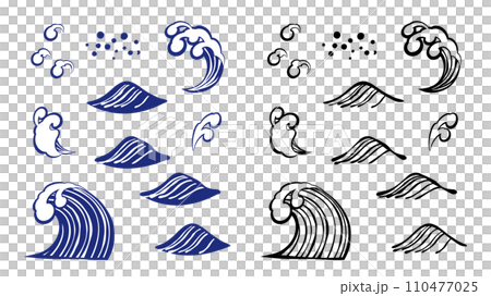 手繪日式波浪素材套裝 110477025