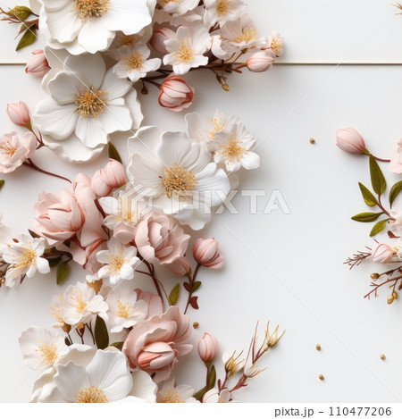 Floral Pattern with colourful big peony flowers, classic baroque peony flowers with petals, leaves and buds, seamless Floral Pattern with colourful big peony flowers, classic baroque peony flowers with petals, leaves and buds, seamless 110477206