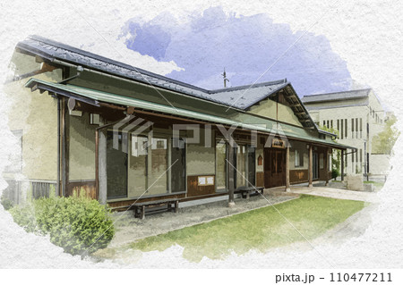 水彩画風　越前あわら温泉　伝統芸能館　福井県あわら市 110477211