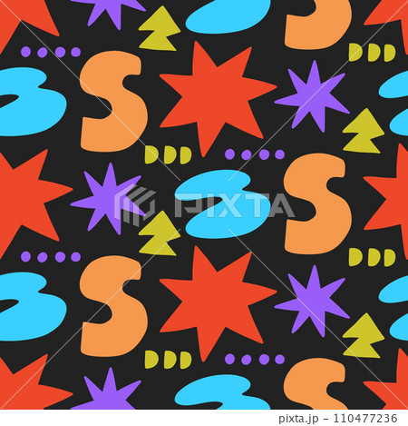 Neon fun abstract geometric shape seamless patternのイラスト素材 [110477236 ...