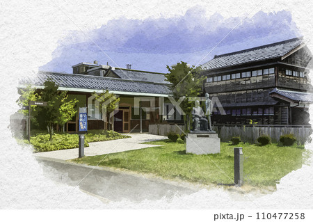 水彩画風　越前あわら温泉　藤野厳九郎記念館　福井県あわら市 110477258