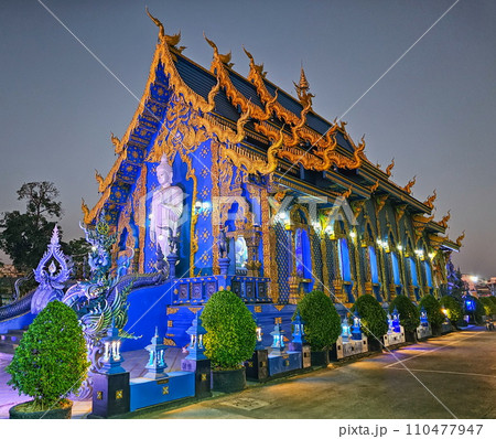 Viharn at Wat Rong Suea Ten Blue temple, Chiang Rai, Thailand 110477947