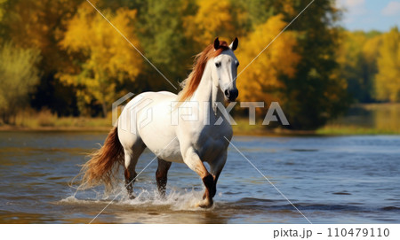 white and brown horse near river 110479110