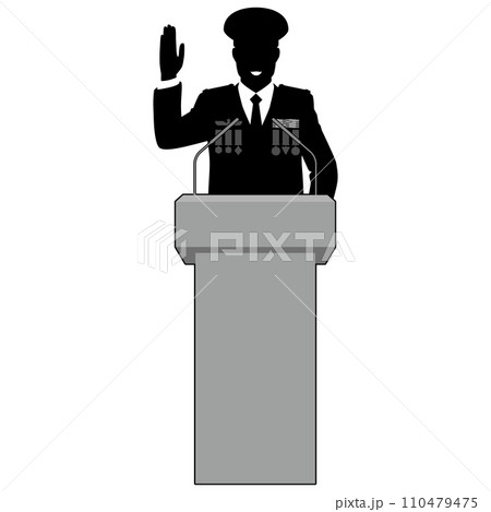 演台でスピーチする軍人⑥ 110479475
