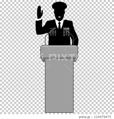 演台でスピーチする軍人⑥ 110479475