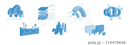 Blue Isometric Infographic Elements with Chart and Diagram Vector Set Blue Isometric Infographic Elements with Chart and Diagram Vector Set 110479646