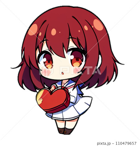 透過イラスト素材：バレンタインの女の子 110479657