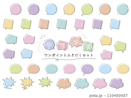 かわいいワンポイントふきだしセット（版ズレ風） 110480087