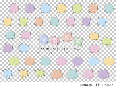 Cute one-point speech bubble set (misaligned version) Cute one-point speech bubble set (misaligned version) 110480087