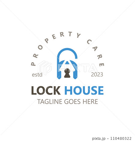 Lock House secure logo design, smart key home vector concept 110480322