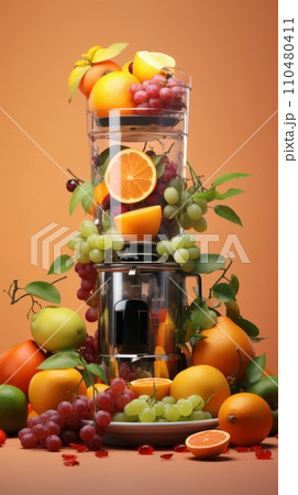 Mixer blender with fresh fruit on the table, making juice and smoothies from seasonal fresh fruit, healthy drink and lifestyle Mixer blender with fresh fruit on the table, making juice and smoothies from seasonal fresh fruit, healthy drink and lifestyle 110480411