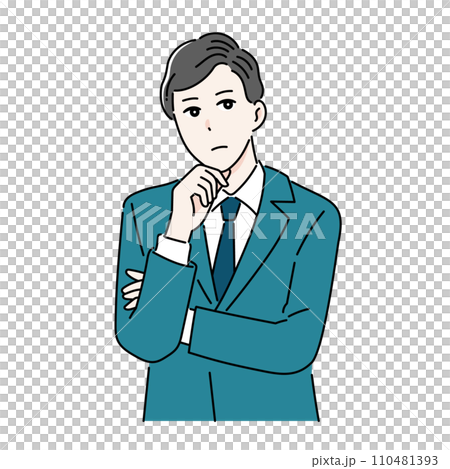 Illustration of a worried business person with his arms crossed 110481393