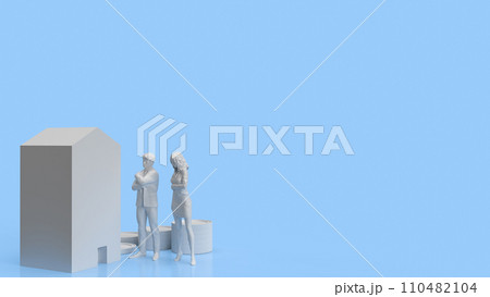 The couple and house for earn concept 3d rendering. The couple and house for earn concept 3d rendering. 110482104