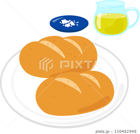 rustic bread, olive oil and salt - Stock Illustration [110482948] - PIXTA