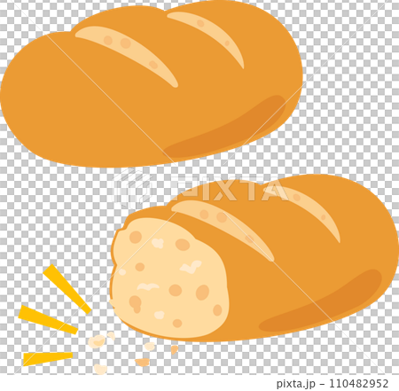 ちぎったパンとパンくず 110482952