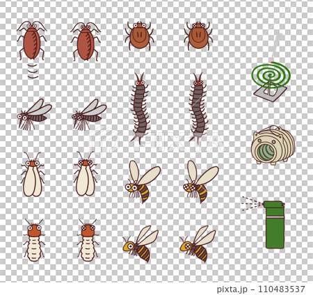 可愛的害蟲設定插圖,如蟑螂和蟎蟲 可愛的害蟲設定插圖,如蟑螂和蟎蟲 110483537