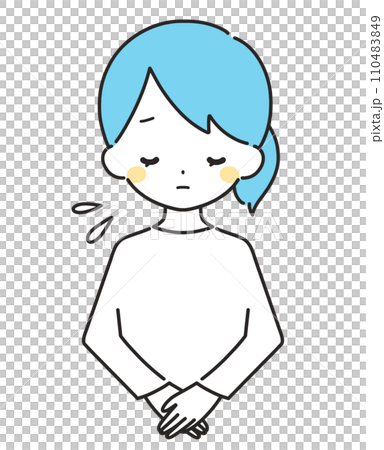 淺藍色 | 女人鞠躬道歉 | 休閒服 110483849