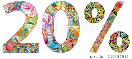 20 percent. Vector decorative zentangle object. Hand-painted art design 110483912