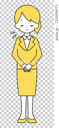 黃色 | 女人鞠躬道歉 | 西裝 110484071