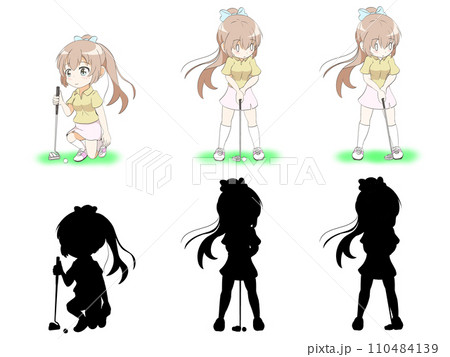 ゴルフをする女性4 110484139
