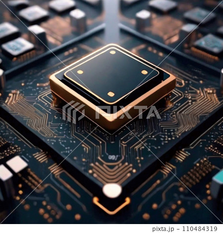 半導体　CPU　プリント配線板イメージ「AI生成画像」 110484319