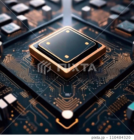 半導体　CPU　プリント配線板イメージ「AI生成画像」 110484320