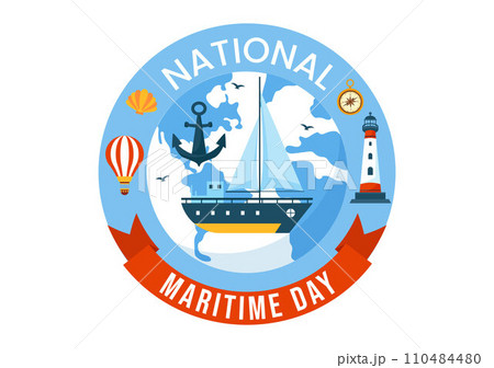 World Maritime Day Vector Illustration with Sea and Ship for Shipping Safety and Security and the Marine Environment in Nautical Celebration Design World Maritime Day Vector Illustration with Sea and Ship for Shipping Safety and Security and the Marine Environment in Nautical Celebration Design 110484480