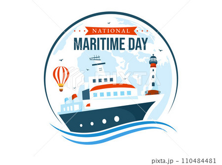 World Maritime Day Vector Illustration with Sea and Ship for Shipping Safety and Security and the Marine Environment in Nautical Celebration Design World Maritime Day Vector Illustration with Sea and Ship for Shipping Safety and Security and the Marine Environment in Nautical Celebration Design 110484481