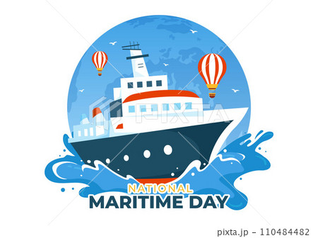 World Maritime Day Vector Illustration with Sea and Ship for Shipping Safety and Security and the Marine Environment in Nautical Celebration Design 110484482