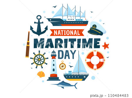 World Maritime Day Vector Illustration with Sea and Ship for Shipping Safety and Security and the Marine Environment in Nautical Celebration Design 110484483
