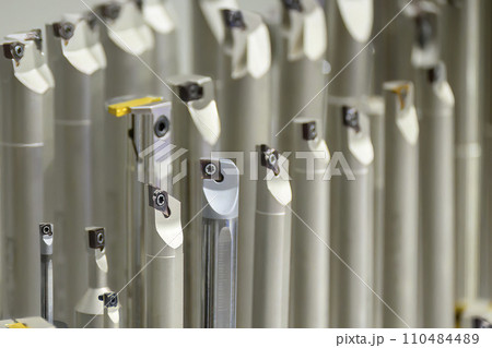Close up scene the group special purpose tool for CNC lath machine. Close up scene the group special purpose tool for CNC lath machine. 110484489