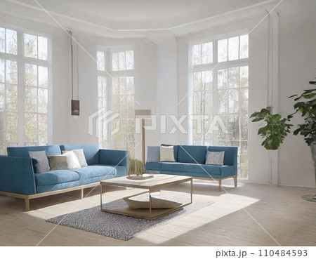 天井の高いリビング　ラフデザイン「AI生成画像」 110484593